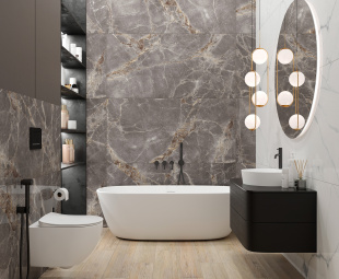 Керамогранит Laparet Nebula grey серый полированный (80х160)